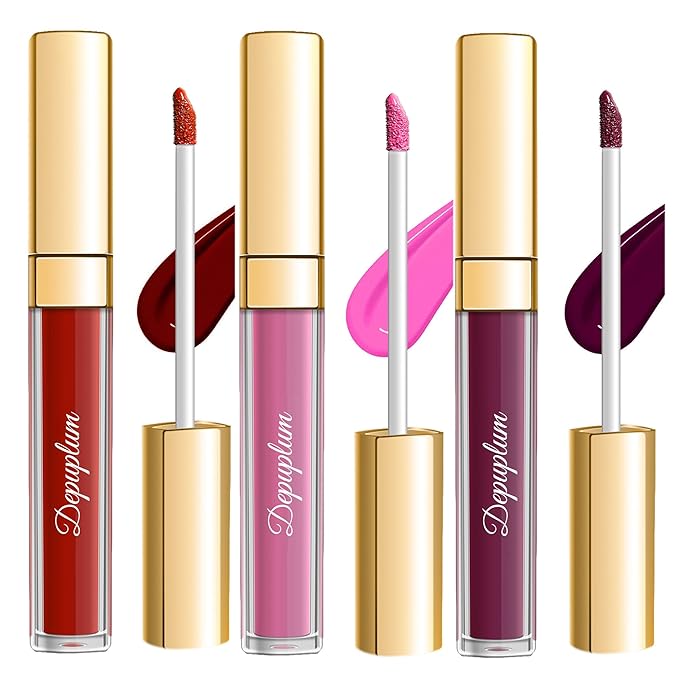 3Pc Matte Liquid Lipsticks for Women Dark Red Purple Pink Lipstick Cruelty Free Long Lasting Lip Color, DM18+DM20+DM26