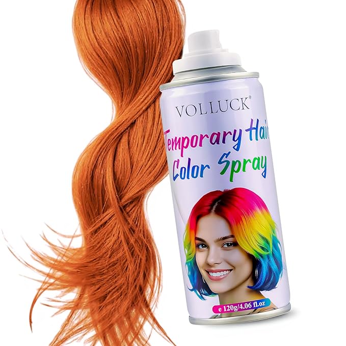 Orange Hair Spray Color Temporary, Hair Color Spray 1-Day Hair Dye Colored for Kids Women Men, Hair Wax Color Washable, Hair Paint for Halloween Party Fast-Drying, Non-Sticky 4.06 Fl Oz