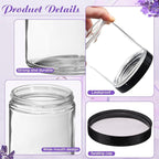 24 Pcs 8 oz Glass Jars with Lids, Clear Candle Jars with Black Lids Round Empty Candles Container Tins for Candle Making Storing Lotions Spice Powder Liquid Sample Makeup (Clear)
