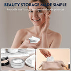 24 Pack 2 Ounce Screw Top Aluminum Tin Jar with Screw Clear Lid and Blank Labels, Refillable 60ml Metal Containers for Lip Balms, Candles, Salves, Spices, Crafts (Silver)