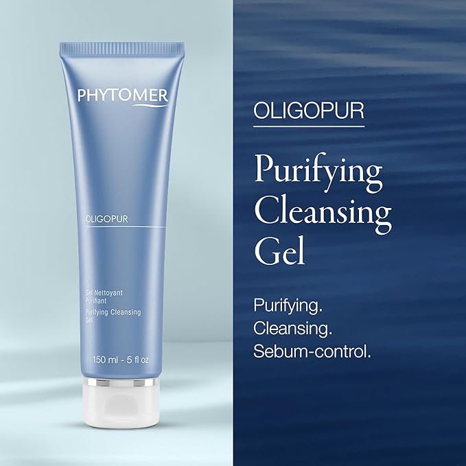 Phytomer Oligopur Purifying Cleansing Gel | Skin Balancing, Oil Absorbing Face Cleanser | Energizing Face Wash Prevents Dull Skin Tone | Safe, Natural Ingredients | Sustainable & Eco-Friendly | 150ml