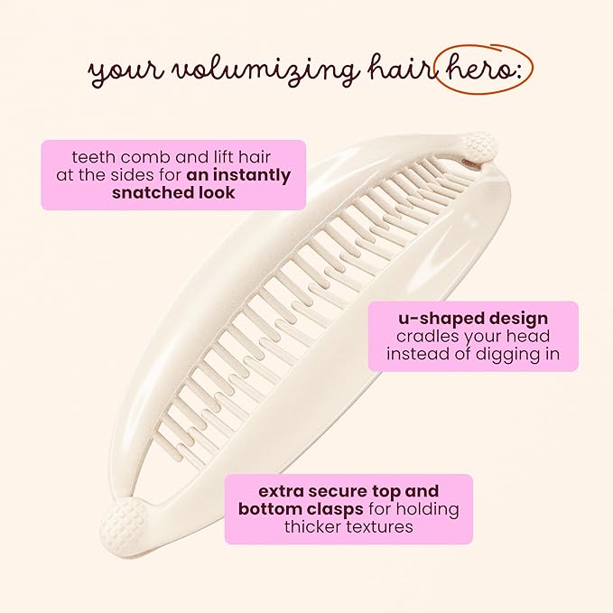 Cobana Banana Clip Hair Clips - Volumizing Hair Claw Clips & Hair Styling Accessories for Thick & Thin Hair - Large 6'' Set of 2 (Neutral)