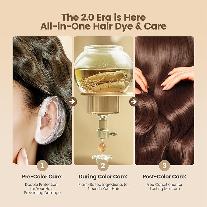 Limer Hair Dye Shampoo, Dark Brown 6-in-1 Natural Herbal Hair Color Shampoo, Semi-Permanent Gray Coverage with Pleasant Scent, Ammonia-Free Formula for Women & Men (460ml/15.55fl oz)