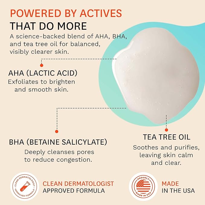 Fig.1 Clarifying Gel Cleanser Refill | AHA BHA Tea Tree Oil Formula for Oily & Sensitive Skin Face wash, Deep Pore Cleansing, Dermatologist Tested for Acne Prone, Vegan & Refillable Solution, 100ml