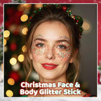 DAGEDA Christmas Body Glitter Stick,Sparkly Face Glitter Makeup,Christmas Hair Accessories Rave Outfits for Women, Green Silver Red Glitters Shimmer Face Paint Stick Singer Concert Accessories