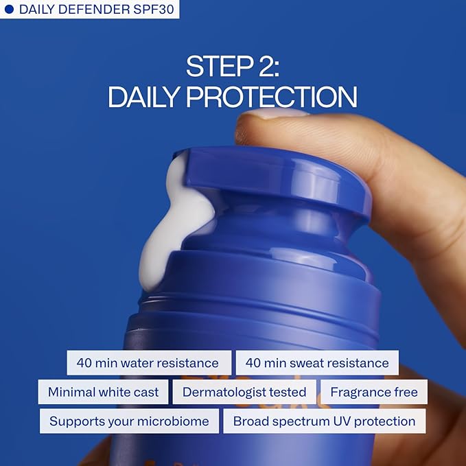 Daily System Bundle | Deeper Dive Moisturizer Serum & Daily Defender SPF 30 | Hydrating, Firming & Sun Protection | Natural, Eco-Friendly, Reef-Safe, Cruelty-Free | Suitable for All Skin Types