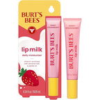 Burt’s Bees Stocking Stuffers, Lip Milk, Daily Lip Moisturizer, Sweet Strawberry, Vitamin Enriched Moisturizing Lip Balm with Almond Milk and Jojoba Oil, Hydrating for Softer Lips, 1 Tube, 0.34 Fl Oz