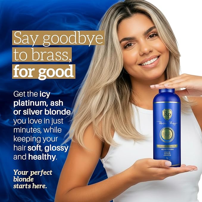 Robson Peluquero Blue Hair Gloss Toner for Blonde Hair, Platinum Blonde | Neutralize, Correct, Enhance Color & Hydrates| No Yellow Orange & Cooper Tones for Brassy Hair, Bleached, Highlights- 34 Fl.oz