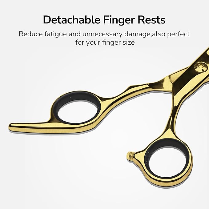 Hair Cutting Scissors Thinning Shears Kit ULG Professional Barber Hairdressing Texturizing Salon Razor Edge Scissor Japanese Stainless Steel 6.5 inch Gold