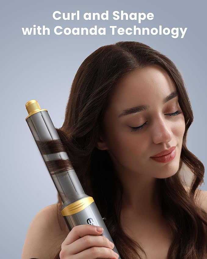 Easywave 5 in 1 Multi Hair Styler Dryer Brush: 110,000 RPM High-Speed, Flexible Air Styling & Drying System, Professional Negative Ionic Hot Air Brush Set for Fast Drying, Curling Volumizing