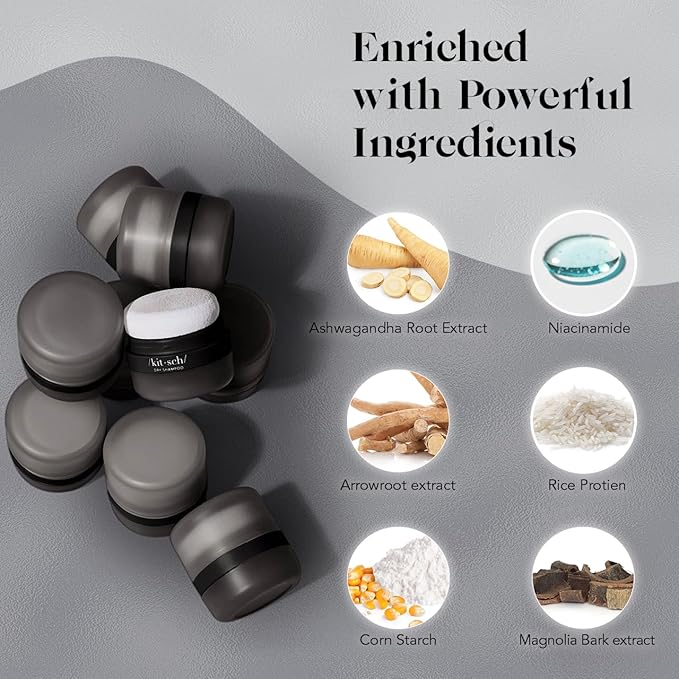 Kitsch Dry Shampoo Powder for Women & Men Dry Shampoo for Dark Hair w/Rice Protein - Unscented, Volumizing, No White Cast, Non Toxic, Non Aerosol, Organic | Ideal Gifts for Women, Travel Size - 8g