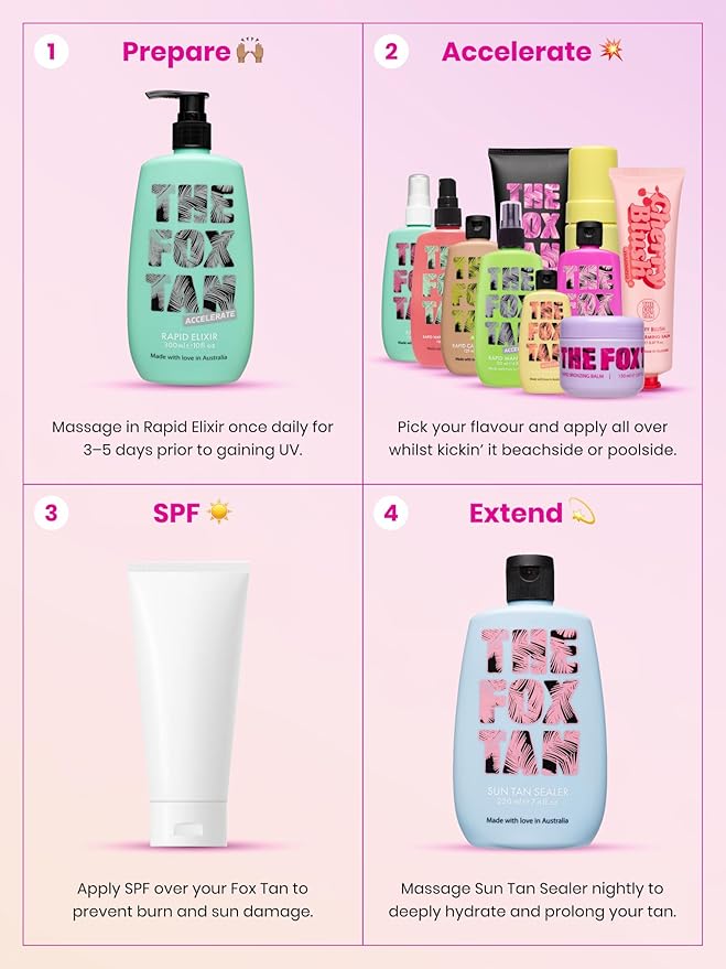 The Fox Tan Dynamic Duo Pack For Darker & Faster Tans, Creates A Flawless & Long-Lasting Tan, Vegan & Cruelty Free, 300mL + 180mL (2 Products)