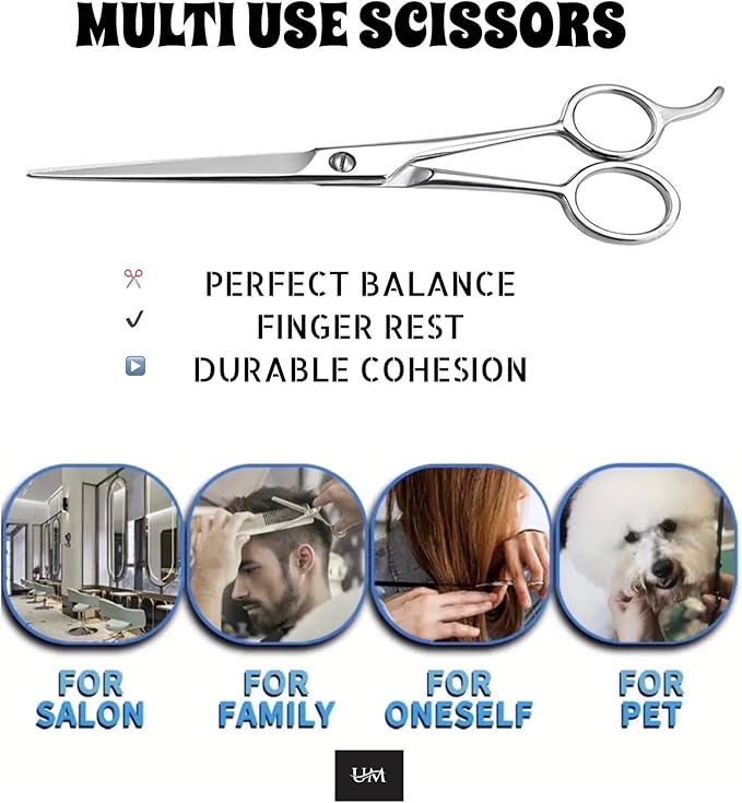 UM Supplies Scissors 7.5 | Premium Barber Shears For Hair Cutting | Multiple Purpose Cutting Scissors | Haircut Scissors For Salon I Women | Mens | kids I Pets