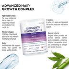 Granions Hair Supplements for Hair Growth Powder - Strength, Thickness, Density, Loss Support for Women and Men - Collagen Peptides, Biotin 10,000, Keratin, Aminos, B Vitamins, Zinc, Selenium - 10.5oz