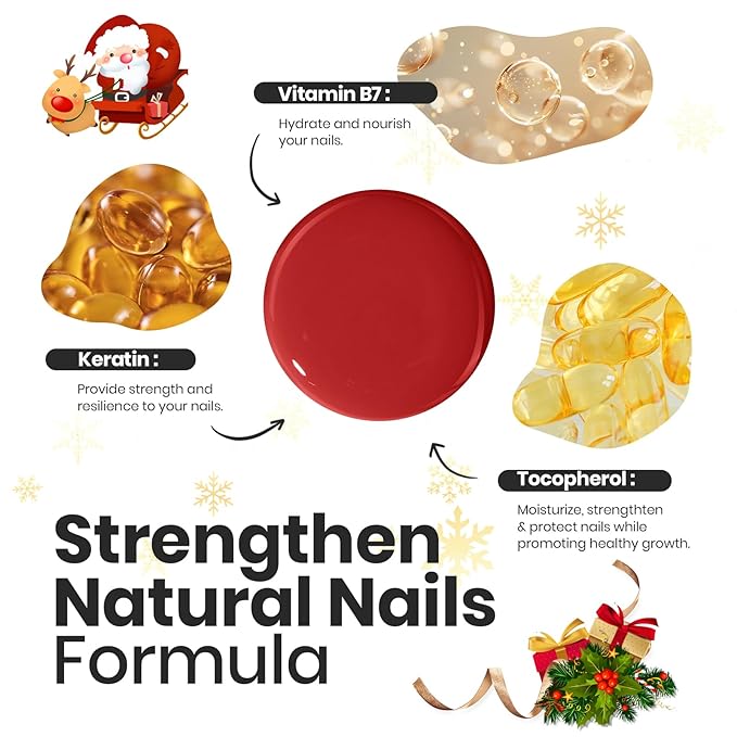 Beetles Red Nail Polish Set Blazing Rose, 6 Colors Dark Red Burgundy Nail Polish Glossy Enhance Nails Quick Dry Fingernail Polish for Nail Art Manicure DIY at Home Christmas Gifts For Women