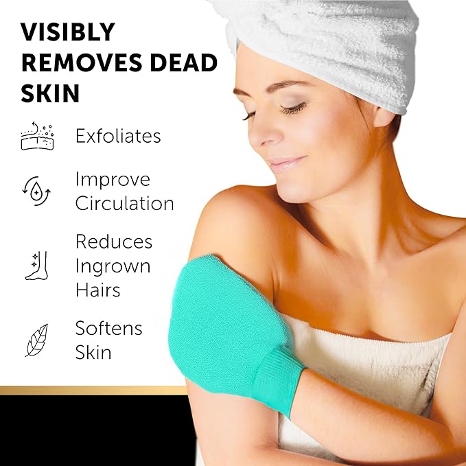 VALITIC 2 Pack Kojic Acid Vitamin C & Retinol Soap Bars for Dark Spot Bundle with 2 Turquoise Exfoliating Gloves for Body Scrubs