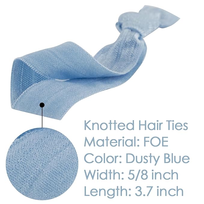 MEEDEE 100 Pack Dusty Blue Hair Ties For Women No Crease Soft Elastic Ribbon No Damage Blue Hair Ties Knotted Ouchless Hair Ribbon Yoga Hair Ribbons Elastic Bracelets