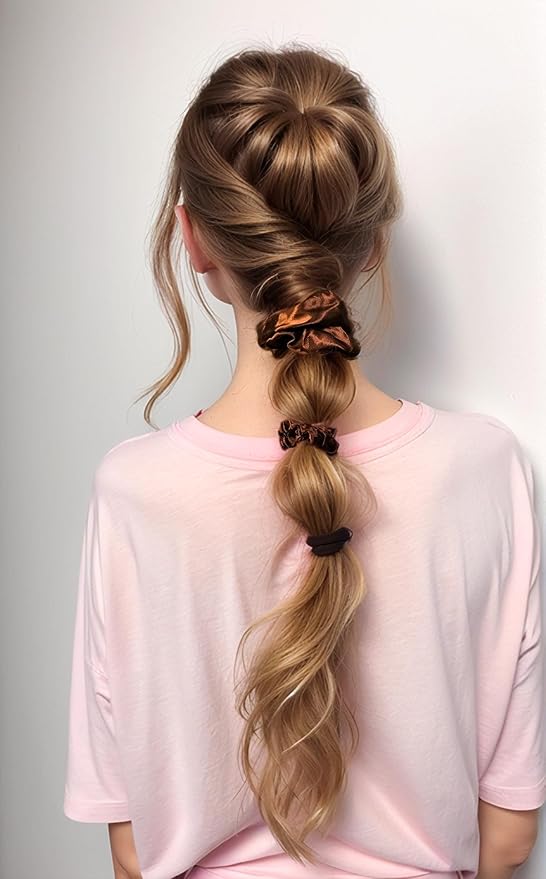 30 Pcs Hair Ties Scrunchies Set for Women - Big Satin Scrunchie for Girls Elastic Hair Bands Soft Small Hair Tie for Thick Thin Hair Ponytail Accessories for Birthday Party Gifts