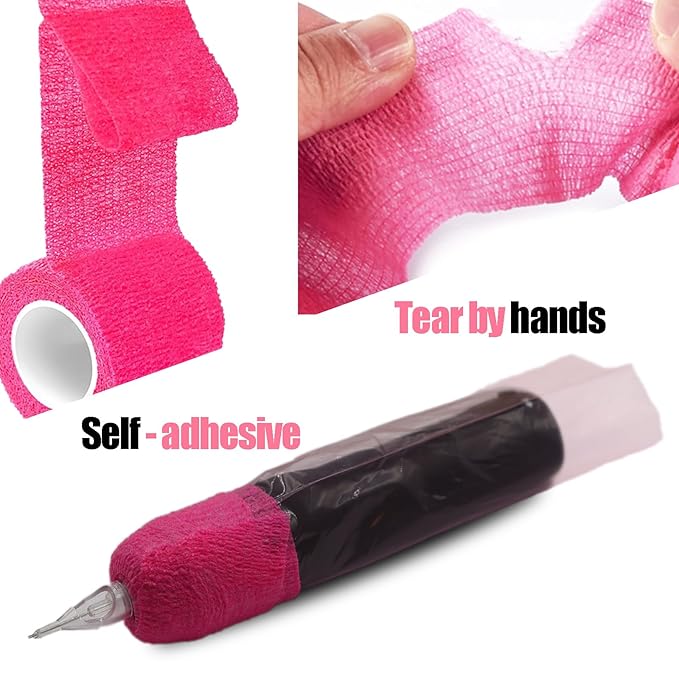 200 Pink Tattoo Pen Covers 4 Grip Tapes Large Tattoo Machine Covers Tape Wrap Supplies