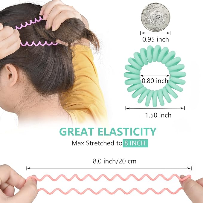 TIZZYT Basic Spiral Hair Ties, No Crease Hair Ties, 18 Count - Macaron Color