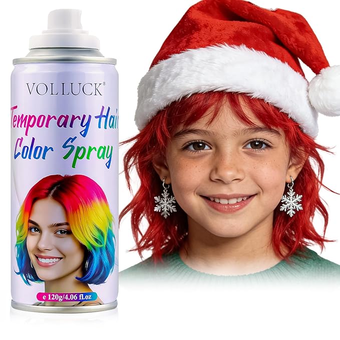 Red Hair Spray Color Temporary, Hair Color Spray 1-Day Hair Dye Colored for Kids Women Men, Hair Wax Color Washable, Hair Paint Halloween Fast-Drying 4.06 Fl Oz