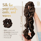 Silk Scrunchies for Women Ponytail Holders – Oversized Mulberry Silk Scrunchies – Extra Large No Damage Hair Ties for Curly, Thick, and Thin - Hair Accessories for Women – Espresso, XL By Curlfriend