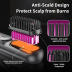 Travel Brush for Women, Portable Cordless Hair Straightener Brush, Mini Hair Straightener with 9600mAh Battery, Fast Charging & 100M Negative Ions - Cordless Portable Styler for On-The-Go (Black)