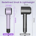 Ionic Hair Dryer with Auto-Adjusting Sensor,AI Hair Dryer with Magnetic Diffuser,100000 RPM High-Speed Hair Blow Dryer for Fast Drying,Compact Blow Dryer with 500M Plasma,Hair Dryers for Women(Purple)