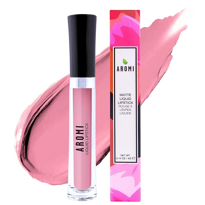 Aromi Pink Nude Matte Liquid Lipstick | Blush Beige Lip Color, Long-lasting, Waterproof, Vegan, Cruelty-free, Handmade (Toasted Almond)