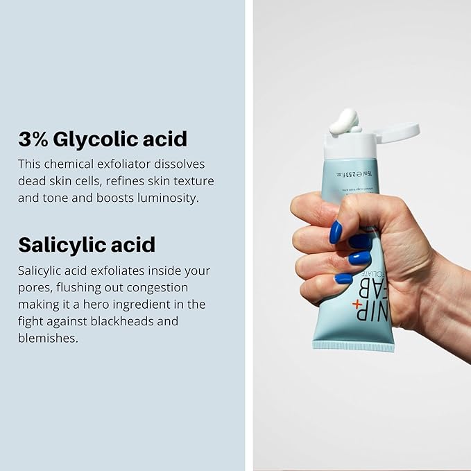 Nip + Fab Glycolic Acid Fix Face Scrub with Salicylic Acid, AHA/BHA Exfoliating Facial Cleanser Polish for Refining Pores Skin Brightening, 75 ml 2.5 fl oz