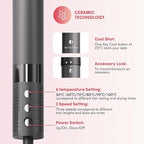 6 in 1 Blow Dryer Brush Set, Powerful Hair Dryer Brush with Auto-Winding Curl L/R, Fast Drying, Smooth Blowouts, Root-Lift Volume, No Heat Damage Frizz-Free Thermal Brush, Hot Air Styler for Travel