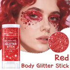 Red Body Glitter Stick, Halloween Face Glitter Makeup,Holographic Hair Glitters Mermaid Makeup Rave Outfits for Women, Shimmer Face Paint Stick for Christmas (Red)