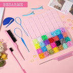 28 Colors Rubber Bands with 8 Hair Styling Tools, 1500 Pcs Colorful Elastic Ties Small Rubber Bands Baby Toddler Ties for Girls Hair Accessories