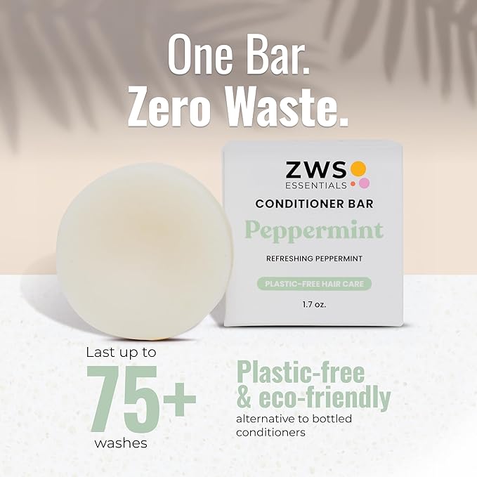 Peppermint Breeze Conditioner Bar, Vegan Solid Hair Conditioner for Oily Hair, Dandruff & Psoriasis, with Refreshing Peppermint, Zero Waste, Travel-Friendly