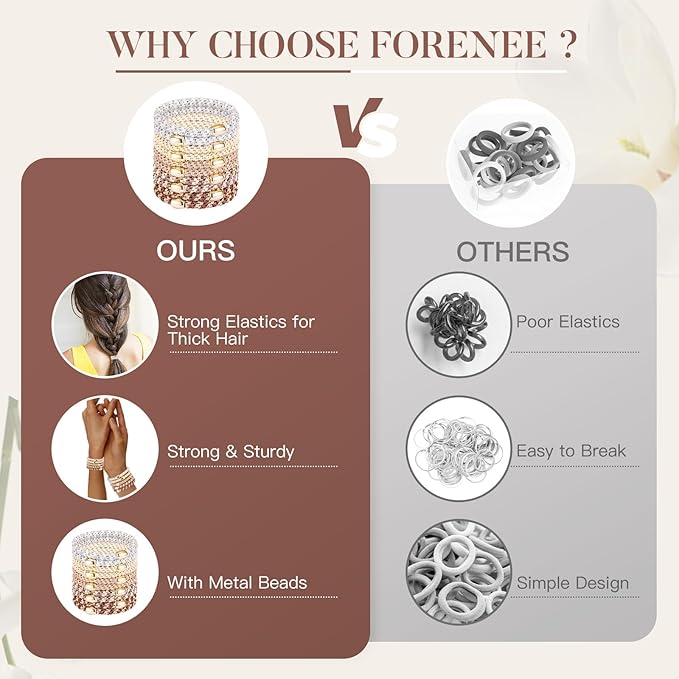 Hair Ties No Damage - 10PCS Ponytail Holders - Elastic Hair Ties for Thick Hair - Braided Hair Bands for Women Girls's Hair - Milk apricot color