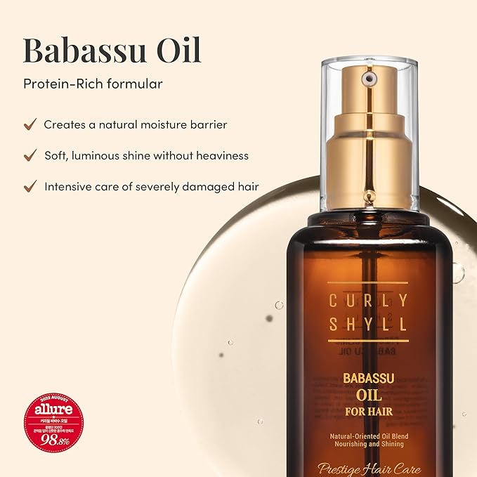 CURLYSHYLL Babassu Oil for Hair | Lightweight Moisturizing Oil for Dry or Damaged Hair | Soft, Non-Sticky Finish | Paraben-Free | 100ml