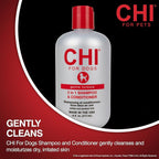 CHI for Dogs Gentle 2-in-1 Shampoo and Conditioner - Softening and Cleansing Formula for Puppies and Adult Dogs - pH Balanced Dog Wash for All Coat Types - 16 Fl Oz