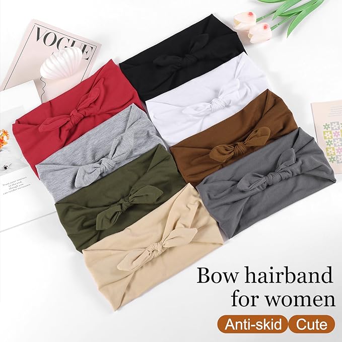 12 Pcs Stretchy Sport Headbands for Women,Absorbed Sport Headband Soft Twist Knotted Headbands for Yoga, Workout Daily Life