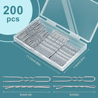 TsMADDTs Hair Pins Kits, 200PCS Silver Bobby U Shaped Pins for Women Hair Styling, Buns with Plastic Box, 2.4IN & 2IN