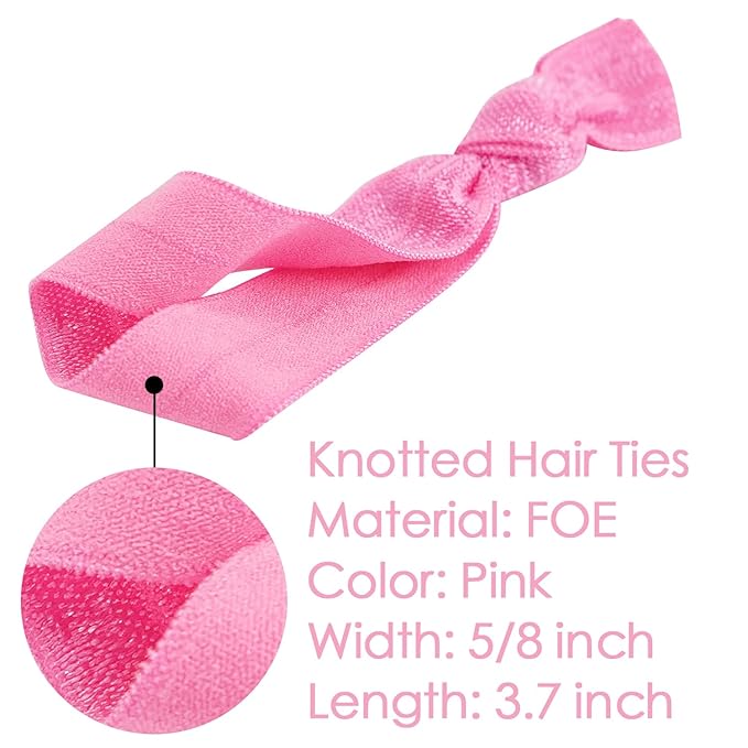 MEEDEE 100 Pack Hot Pink Elastic Hair Accessories - No Crease Soft Knotted Ponytail Holders, Ouchless for Yoga/Workout, No Damage Elastic Bracelets