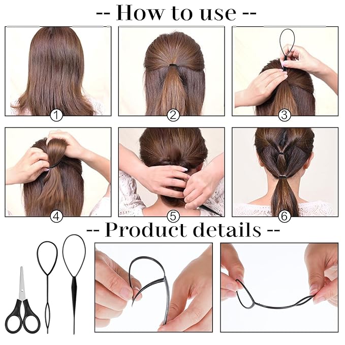 BESARME 1000pcs Mini Rubber Bands, Black Elastic Hair Ties with 6pcs Styling Tools for Baby Girls' Hair Accessories & Christmas Gifts