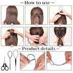 BESARME 1000pcs Mini Rubber Bands, Black Elastic Hair Ties with 6pcs Styling Tools for Baby Girls' Hair Accessories & Christmas Gifts