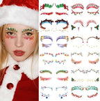 Christmas Eye Shadow Temporary Tattoos Stickers Face Makeup Patches, Xmas Tree Santa Claus Eyeliner Decals Fake Tattoos for Women Girls, Christmas Stocking Stuffers Party Supplies