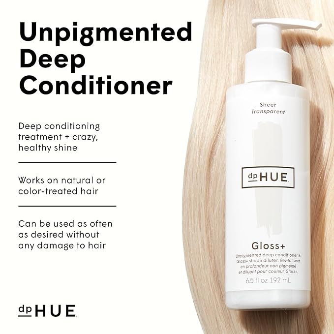 dpHUE Gloss+, Sheer - 6.5 oz (8-12 Applications) - Unpigmented Deep Conditioner & Shade Diluter - Paraben, SLS & SLES Sulfate Free - Vegan, Leaping Bunny Certified