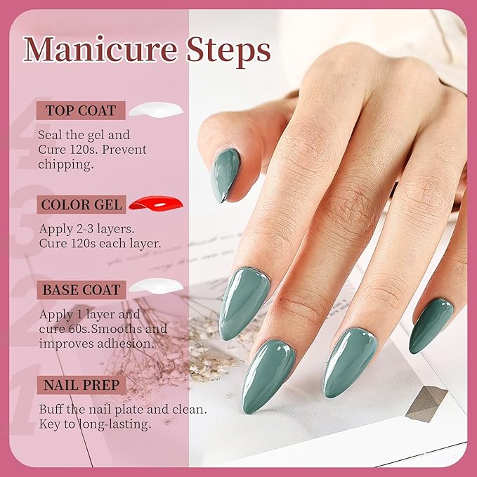 JODSONE 36 PCS Gel Nail Polish Set-32 Colors Gel Nail Polish Set Same Color Same Bottle No Wipe Base Top Matte Glitter Coat Professional Choice Salon Gifts