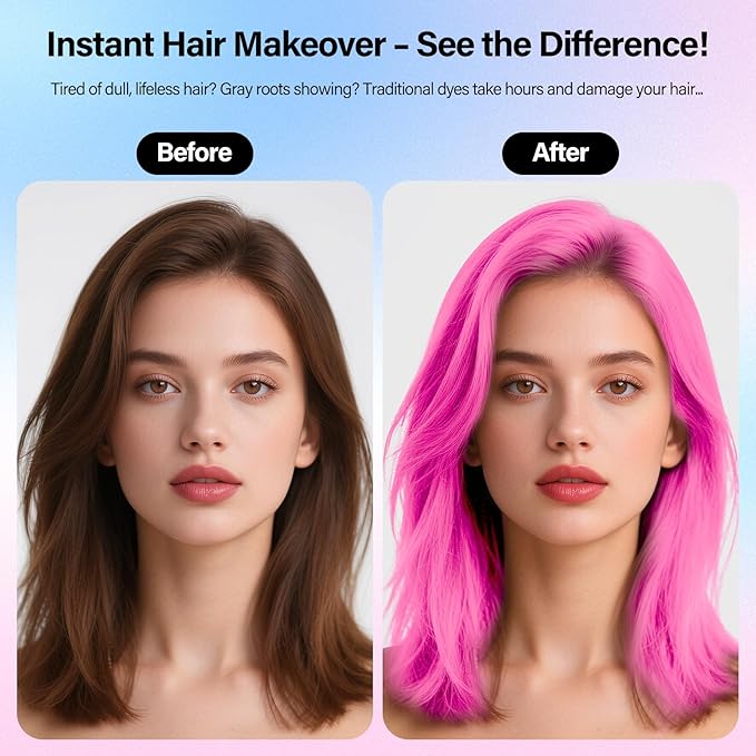 Temporary Hair Color Wax For Kids Women Men, Washable Hair Color Spray Non-Sticky For Cosplay Party DIY, Christmas Party, Halloween Crazy Hair Day (Pink, 4.06 oz)