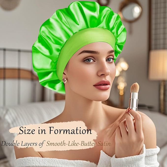 Satin Silk Bonnet for Sleeping, Soft Satin Lined Hair Bonnet for Women, Double Layer Sleep Nightcap