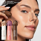 Cool Story 3-in-1 Makeup Set, Highlighter, Blush and Contour Balm Stick, Cream Formula for Face Contouring, Professional Cosmetic Kit (SET-C)