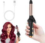Cordless Curling Iron USB Rechargeable 4000 mAh 3 Temp Setting Travel Portable Mini Hair Curler Curling Wand for Long Hair