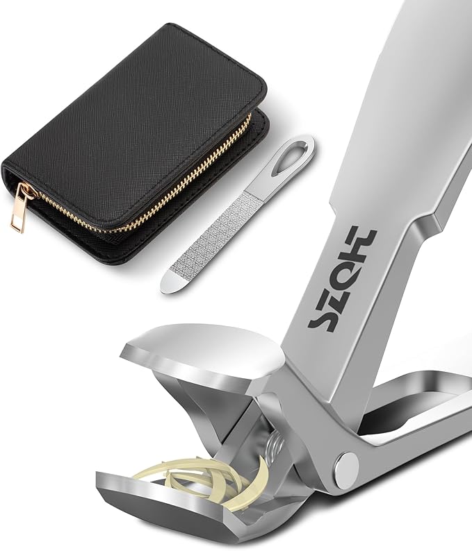 2025 Upgrade Angled Head Nail Clippers for Men, Toenail Clippers for Seniors Thick Toenails, Large Toe nail Clippers with Catcher, Extra Wide Handle,Sharp Heavy Duty Stainless Steel Nail Cutter-Silver